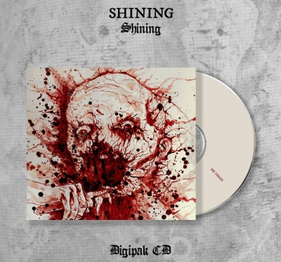 Capa de CD Digipak com desenho grotesco em vermelho e texto SHINING