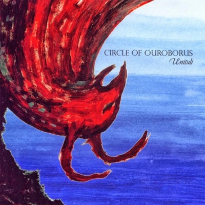 Capa de álbum azul com criatura vermelha e texto 'CIRCLE OF OUROBORUS Unititi'