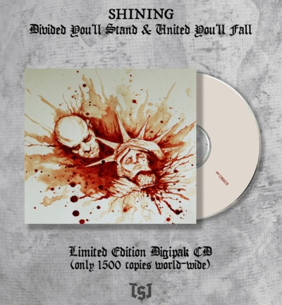 Capa de CD 'SHINING Divided You'll Stand & United You'll Fall' com arte e CD branco