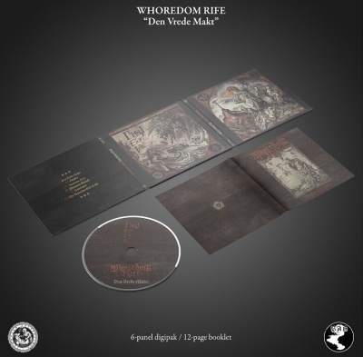 Álbum musical WHOREDOM RIFE 'Den Vrede Makt' em digipak com arte escura e livreto