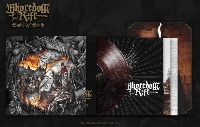 Conjunto de vinil 'WHOREDOOM RIFE Winds of Wrath' com capa artística e disco transparante
