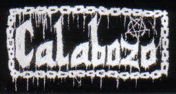 Logótipo Calabaza branco sobre fundo preto com símbolo anarquista.