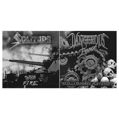 Capas de álbuns metal com armas e caveiras em preto e branco