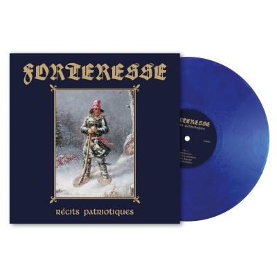 Disco de vinil azul com capa azul escura e imagem de figura na neve