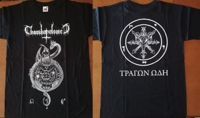 Camisola preta com estampas brancas de dragão e símbolo demoníaco