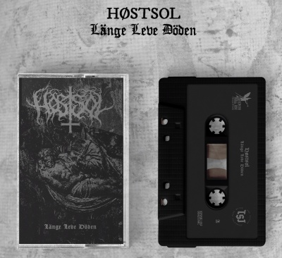 Cassete preta e capa com arte preta e branca com texto HØSTSOL e Länge Leve Döden