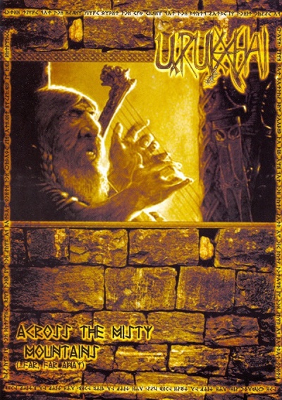 Capa de álbum com homem tocando lira e texto 'URRUGAN' e 'ACROSS THE MISTY MOUNTAINS'