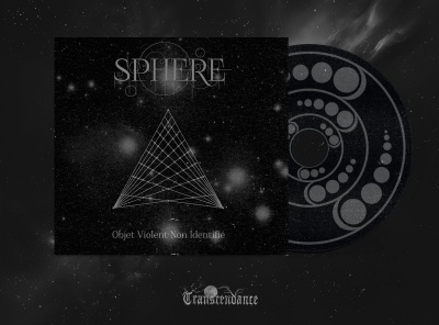 Capa de CD e CD preto com padrões geométricos e texto