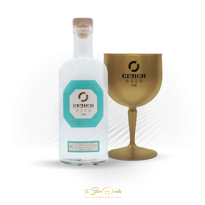 Garrafa de gin Cereco 0320 com copo dourado