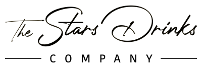 Texto manuscrito 'The Stars Drinks' em fundo branco