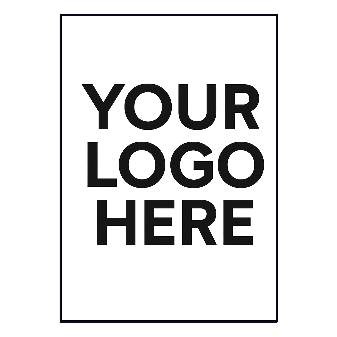 Cartaz branco com texto preto YOUR LOGO HERE