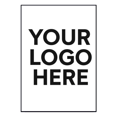 Cartaz branco com texto preto YOUR LOGO HERE