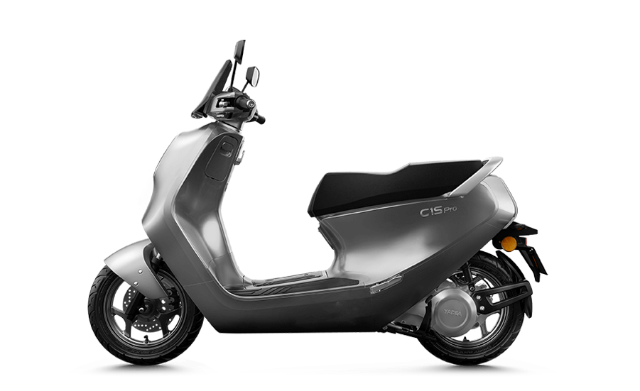 YADEA C1S Pro Scooter elétrica cinza e preta com assento preto e texto C1S pro