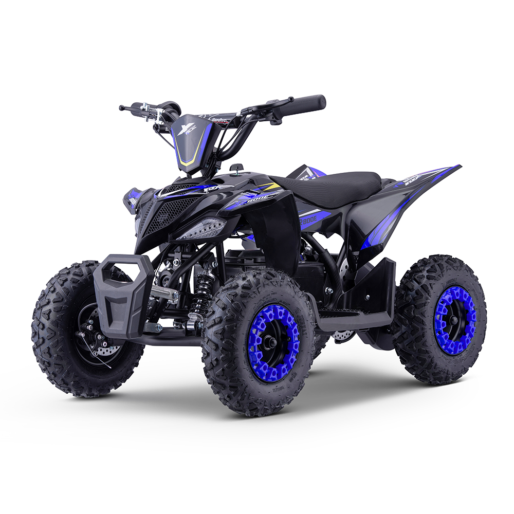 TOX RACING VIPER VR 800E (6") (E-QD06) Quadriciclo todo-o-terreno preto e azul com pneus grossos e assento preto