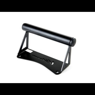 Aparelho de barra para exercícios musculares preto com apoio acolchoado