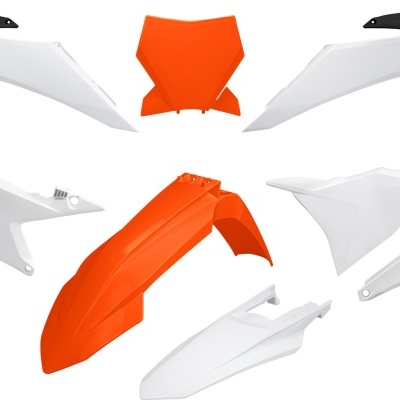 Peças plásticas para moto em branco e laranja