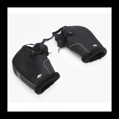 Par de luvas pretas com forro de pelo e detalhes refletivos