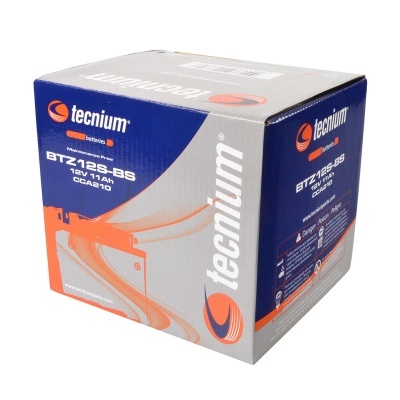 Caixa da bateria tecnuim BTZ12S-BS azul, cinzenta e laranja