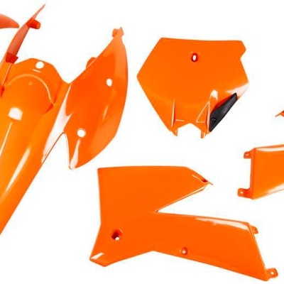 Peças plásticas laranjas para motocicleta, seis unidades