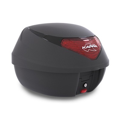 Top case preto fosco para moto com reflector vermelho e logo KAPPA