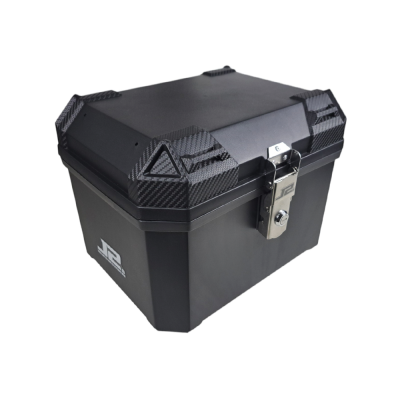 Caixa de arrumação preta com cantos de padrão fibra de carbono e fecho metálico J2