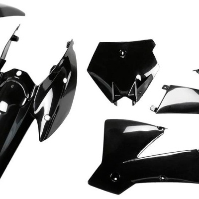 Peças plásticas pretas para motocicleta, para-lamas e proteções laterais
