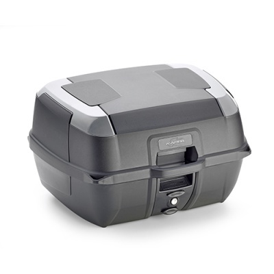 Caixa de transporte preta e cinza quadrada com fecho