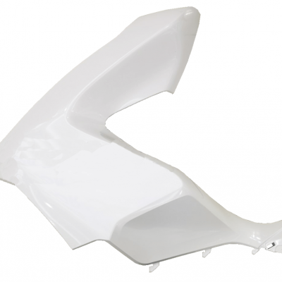 Carenagem de motocicleta branca em plástico com acabamento brilhante