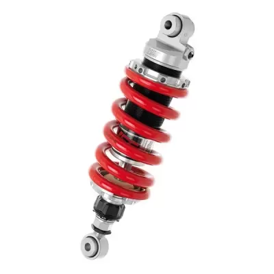 Amortecedor com mola vermelha e componentes metálicos