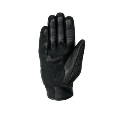 Luva preta de proteção com couro e tecidos mistos