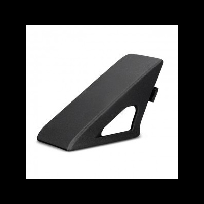 Suporte triangular preto em plástico com textura mate