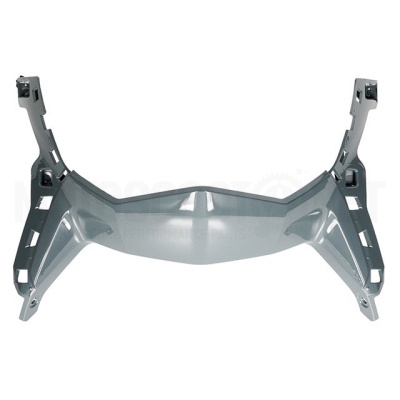 Peça automóvel cinza em plástico com design angular e várias aberturas