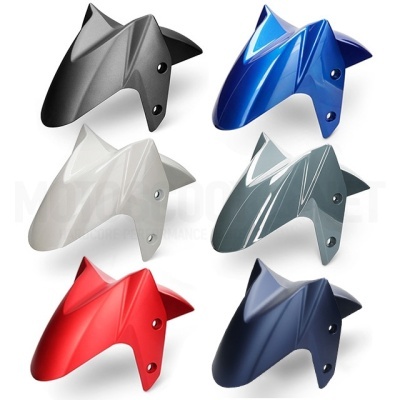 Seis guarda-lamas de bicicleta em várias cores com parafusos visíveis