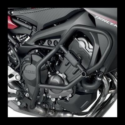 Motor de moto Yamaha preta com quadro tubular reforçado