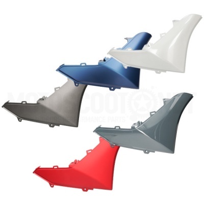 Carenagens de mota em quatro cores: branco, azul, cinzento e vermelho