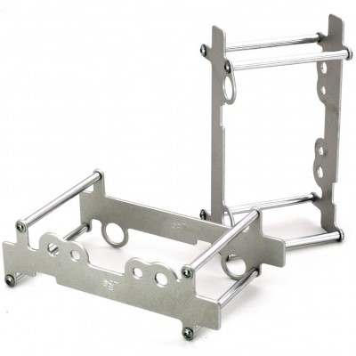 Suporte metálico em cinza/prateado para montagem