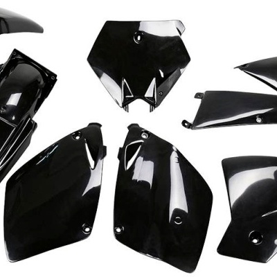 Peças plásticas pretas brilhantes para mota, sete partes várias formas