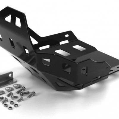 Proteção metálica preta com acessórios de montagem