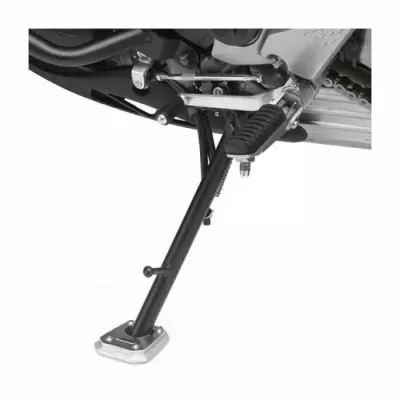 Suporte lateral de motocicleta preto com base prateada