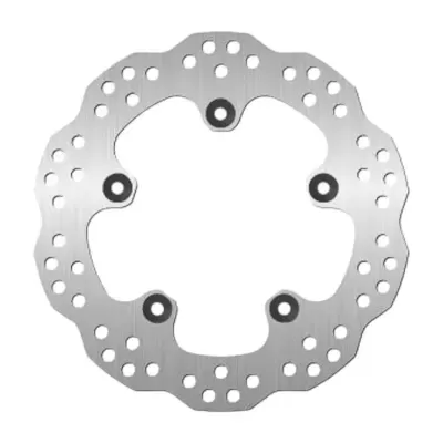 Disco de travão metálico prateado para bicicleta com furos circulares