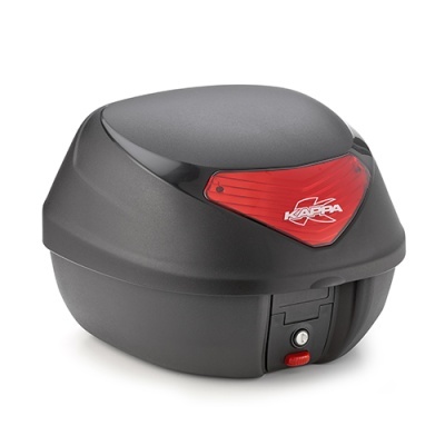 Top case preto para mota com reflector vermelho e fecho de segurança