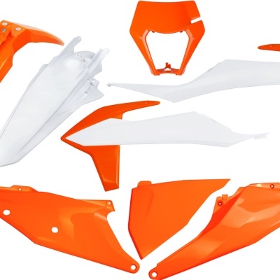 Conjunto de peças plásticas para motocicleta laranja e branco