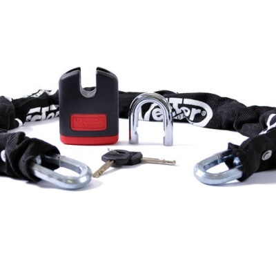 Cadeado de bicicleta com corrente revestida e fechadura metálica