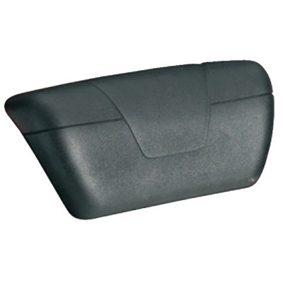 Encosto de cabeça preto retangular com cantos arredondados e textura lisa