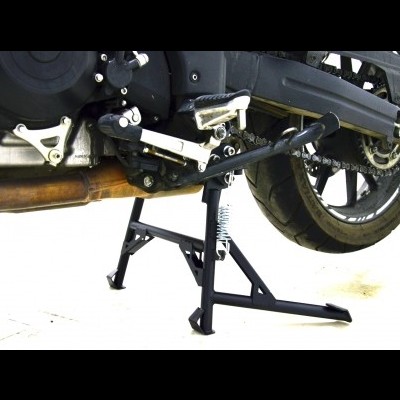 Suporte central preto de mota montado em mota com fundo branco