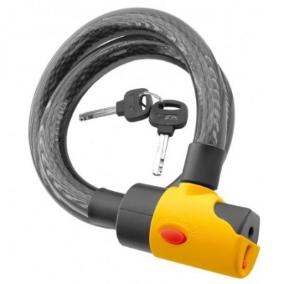 Fechadura de cabo flexível com revestimento preto e amarelo e duas chaves