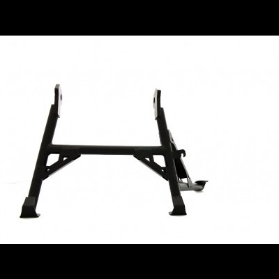 Estrutura metálica preta com quatro pés e apoio central