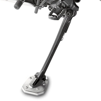 Descanso lateral de bicicleta em metal preto com base prateada aparafusada