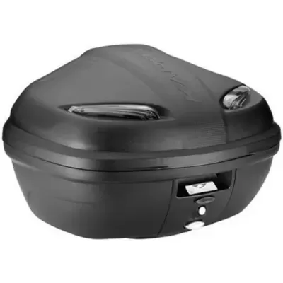 Mala rígida preta para moto com fechadura e ventilação