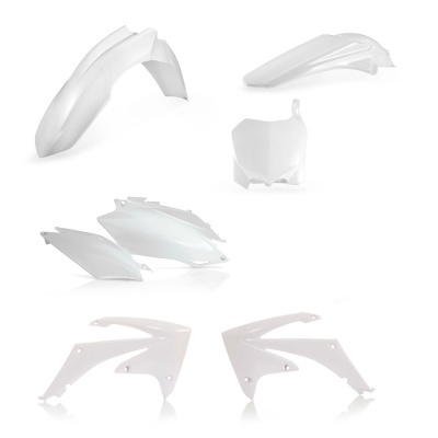 Peças de carenagem branca para motas sobre fundo branco